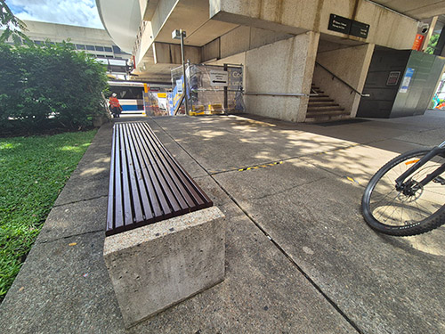 Meeting point near steps to museum at cultural centre bus stop